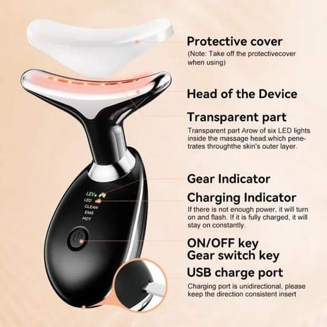 Rechargeable Neck & Face Lifting Massager with EMS Microcurrent - (Type-C Charging)
