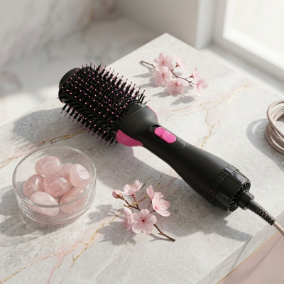 3-in-1 Hot Air Brush – Professional One-Step Hair Dryer, Straightener, and Curler