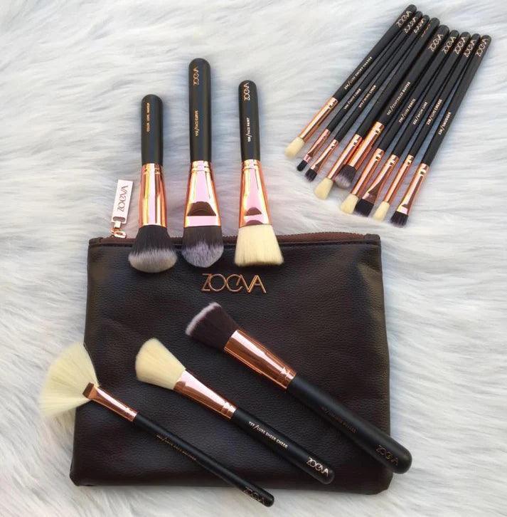 Zoeva 15 Piece Makeup Brushes Set With Pouch - Cosmetic Product Designed For Face Care And Daily Makeup Routine (Random Color)