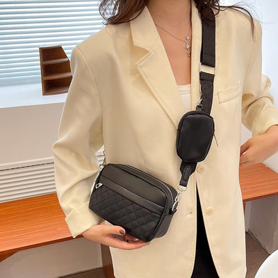 Stylish Girl's Convertible Crossbody Bag - PU Leather Polyester Waterproof Shoulder Bags With Change Purse Trending Travel Crossbody Bag