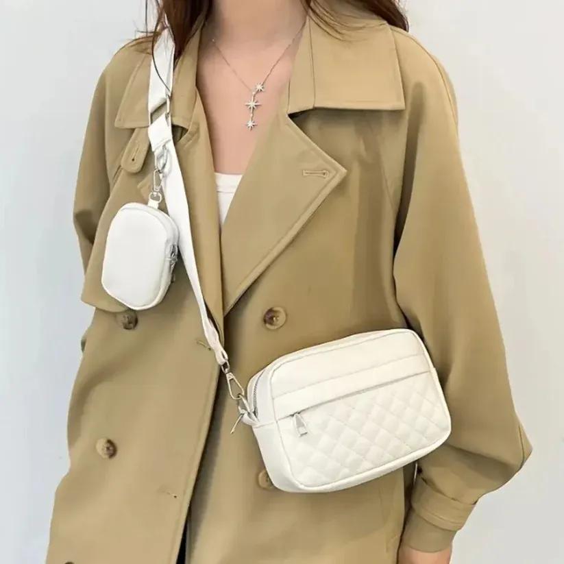 Stylish Girl's Convertible Crossbody Bag - PU Leather Polyester Waterproof Shoulder Bags With Change Purse Trending Travel Crossbody Bag