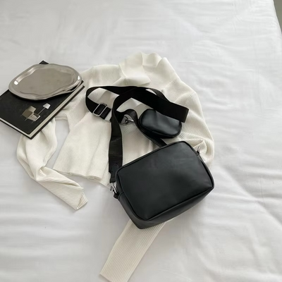 Stylish Girl's Convertible Crossbody Bag - PU Leather Polyester Waterproof Shoulder Bags With Change Purse Trending Travel Crossbody Bag