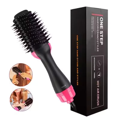 3-in-1 Hot Air Brush – Professional One-Step Hair Dryer, Straightener, and Curler