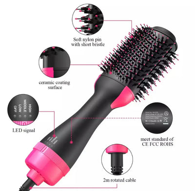 3-in-1 Hot Air Brush – Professional One-Step Hair Dryer, Straightener, and Curler